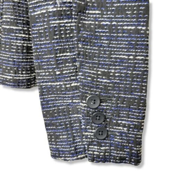 Cabi Blazer Jacket SZ 10 "Mingle" in Black Blue White Tweed Zip Pockets - Picture 3 of 9